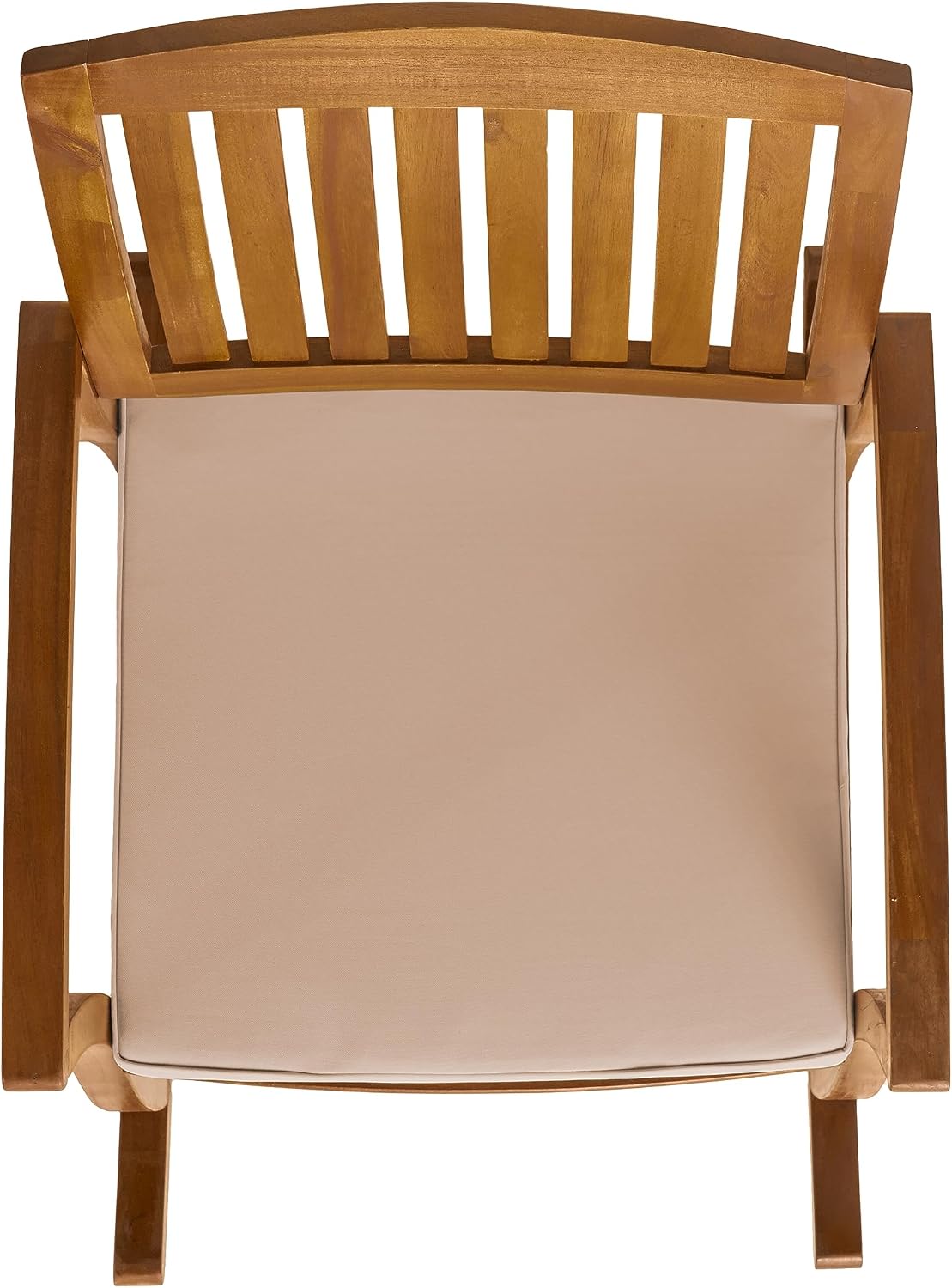 Acacia Wood Outdoor Rocking Chair with Cushions,Weather-Resistant Hardwood & Included Water-Resistant Cushions， Comfortable Slat Back Design for GardenLawn