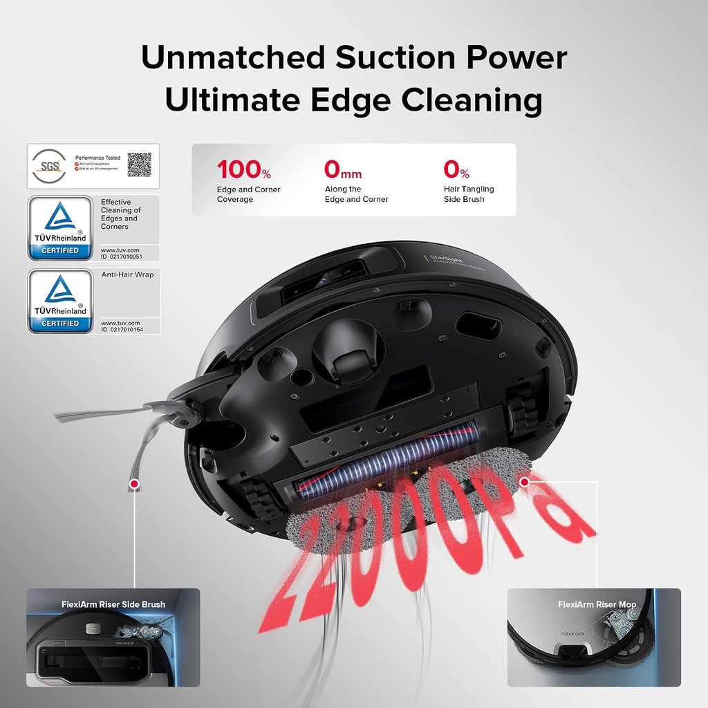 roborock Saros Z70 Robot Vacuum and Mop, OmniGrip Arm, AI-Powered, 22,000Pa Suction, 3.14'' Ultra Slim, FlexiArm Riser Technology, AdaptiLift Chassis, Obstacle Avoidance, Auto Mop Washing & Drying