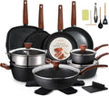 26Pcs Pots and Pans Nonstick Ceramic Cookware Set Nontoxic Kitchen Cooking Set with Steamers Utensils Induction Compatible, PFAS/PFOA Free, Oven and Dishwasher Safe, Black