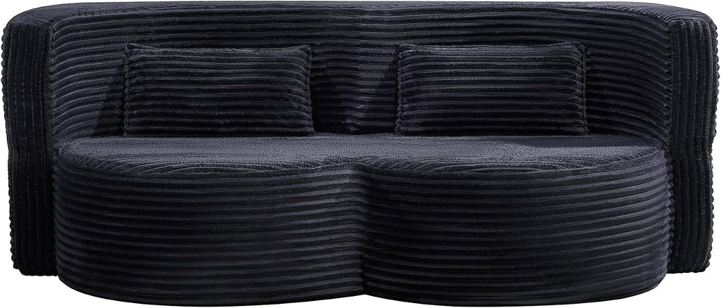 KEIKI 79' Convertible Floor Sofa Bed, Fold ‌Teddy Sleeper Cloud Couch with Storage & Deep Seat, Comfy Upholstery Curved Boneless Futon Couches, 2-in-1 Sofas for Living Room Bedroom, No Assembly, Gray