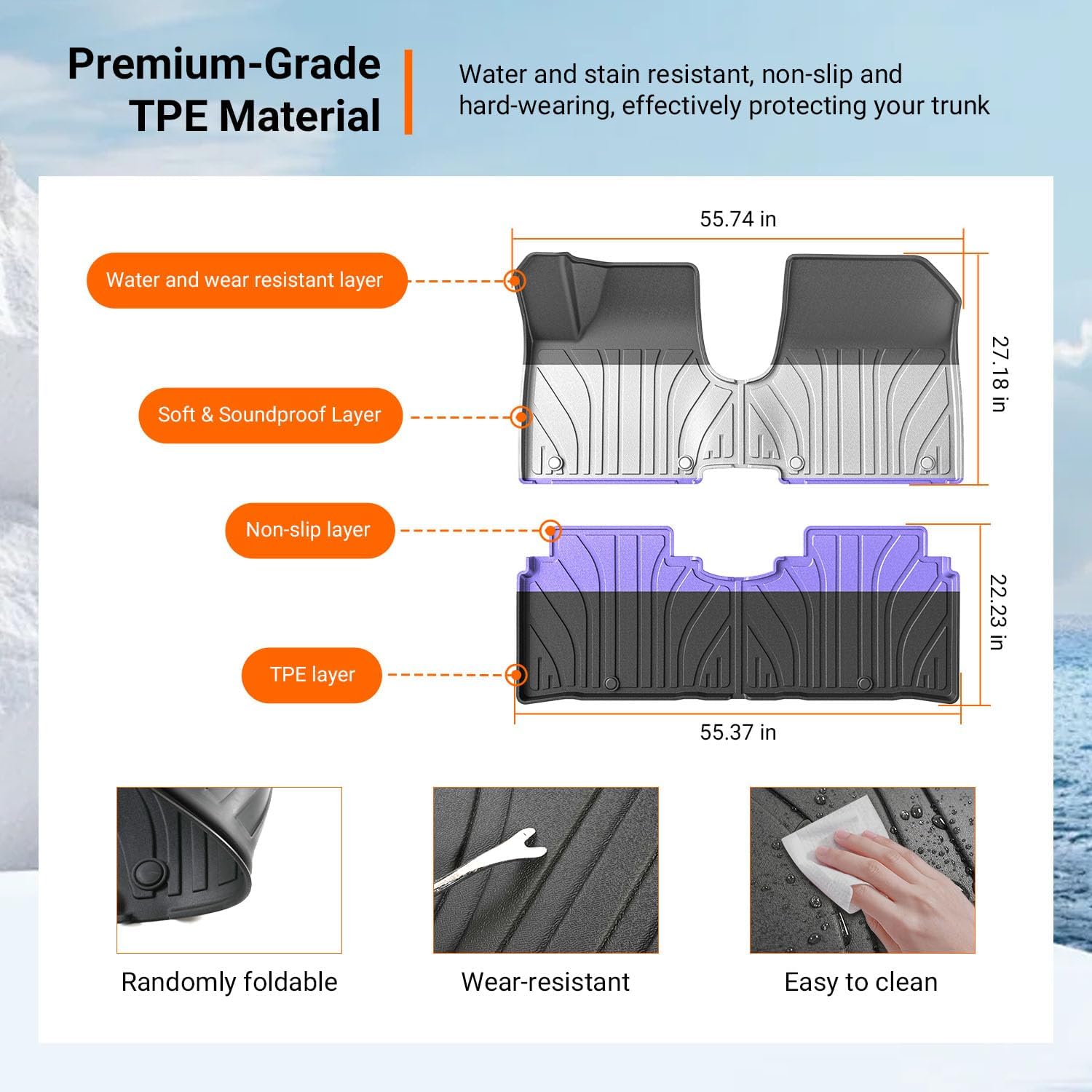 powoq Floor Mats Compatible with 2022-2024 Ioniq 5 Backrest Mat Trunk Mat Cargo Liner Cargo Mat TPE Replacement for 2022 2023 2024 Ioniq 5 Accessories (Trunk Mat+Backrest Mat+Floor Mats)
