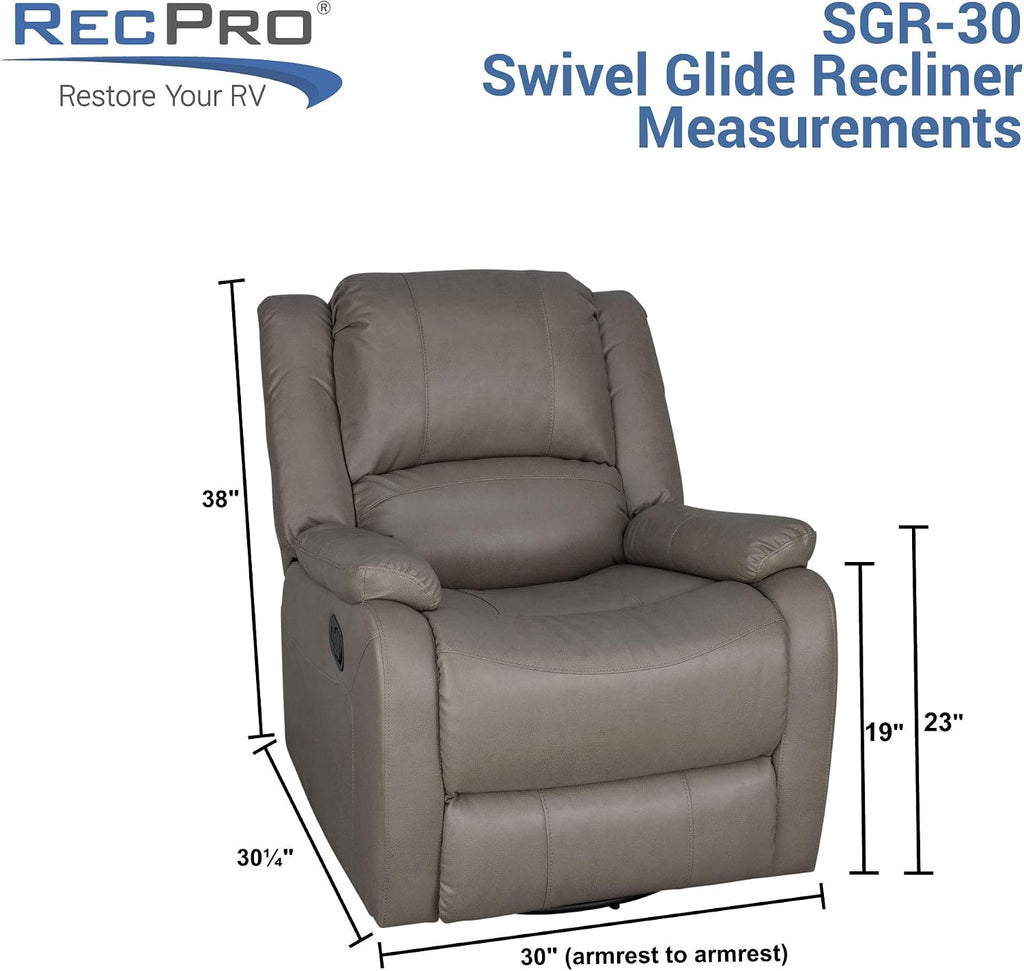 RecPro Charles Collection | 30' Swivel Glider RV Recliner | RV Living Room (Slideout) Chair | RV Furniture | Glider Chair (Chestnut, 2-Pack)