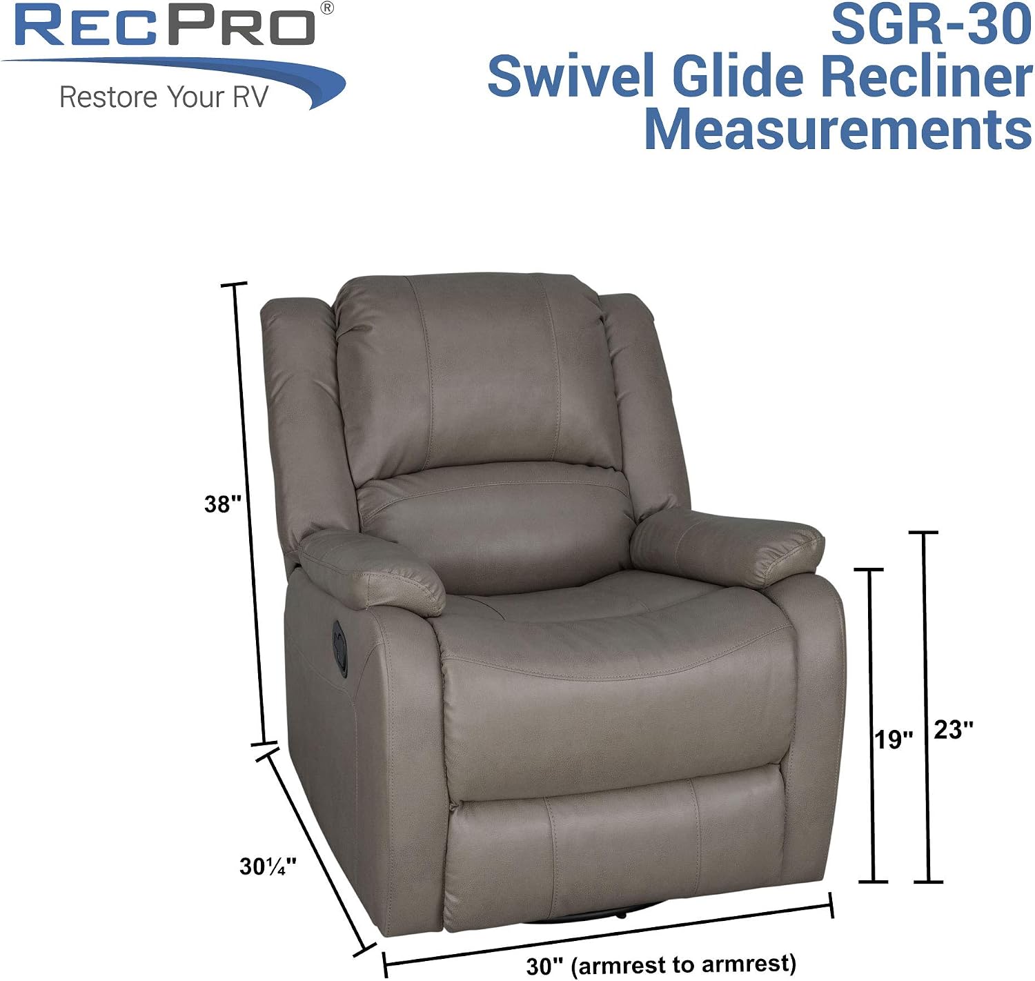 RecPro Charles Collection | 30' Swivel Glider RV Recliner | RV Living Room (Slideout) Chair | RV Furniture | Glider Chair (Chestnut, 2-Pack)