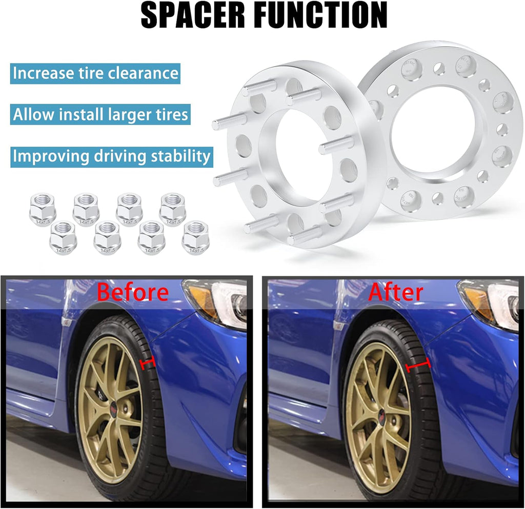 8x6.5 to 8x180 Wheel Spacers 1.5 inch (38mm) for 2001-2009 Chevy Silverado 1500 Suburban Express Avalanche GMC Sierra Savana Yukon 8x165.1 to 8x180 1.5inch Bore 117mm M14x1.5 Studs Wheel Adapter 4PCS