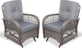 VIVIJASON 2-Piece Outdoor Wicker Glider Rocking Chair, Patio Rattan Swing Glider Chairs with Cushions & Steel Frame, All-Weather Gliding Lawn Wicker Furniture for Garden Backyard Porch, Grey