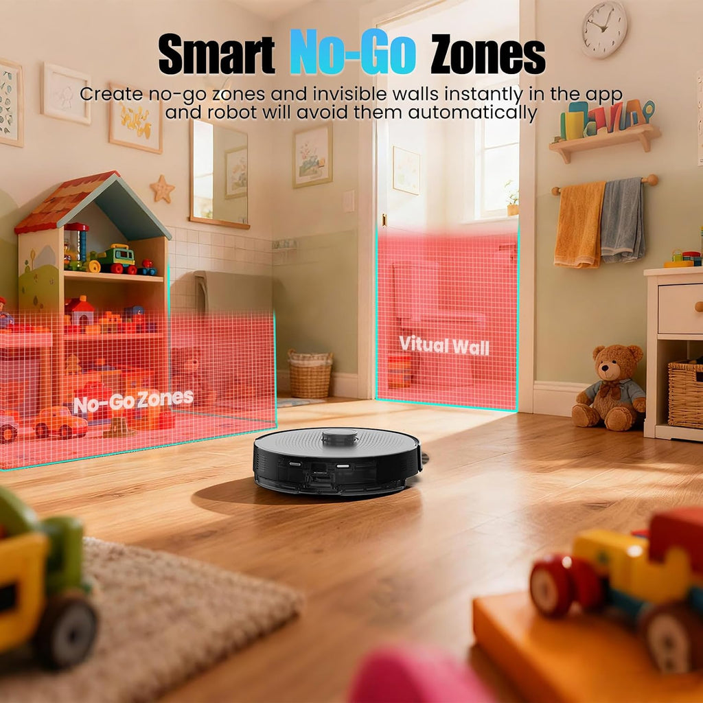 E10+GR Robot Vacuum and Mop with Self-Emptying, 8,000Pa Suction, 75-Day Hands-Free Cleaning, Lidar Navigation, No-Go Zone, Home Mapping, 2.4 GHz WiFi