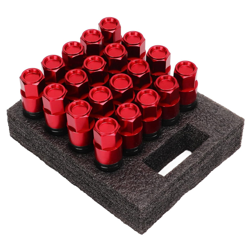Brilluxa Wheel Bolts, M14x1.5 Lug Bolts Wheel Lug Screws 20PCS Cone Seat Tapered Red, Replacement Fastener Set for Aftermarket Alloy Wheels Car Tire Installation
