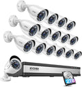 ZOSI H.265+ 1080p 16 Channel Security Camera System, 16CH DVR Recorder with AI Human Vehicle Detect, 16 x 1080p Weatherproof CCTV Bullet Camera Outdoor Indoor 80ft Night Vision, Motion Alerts, 2TB HDD