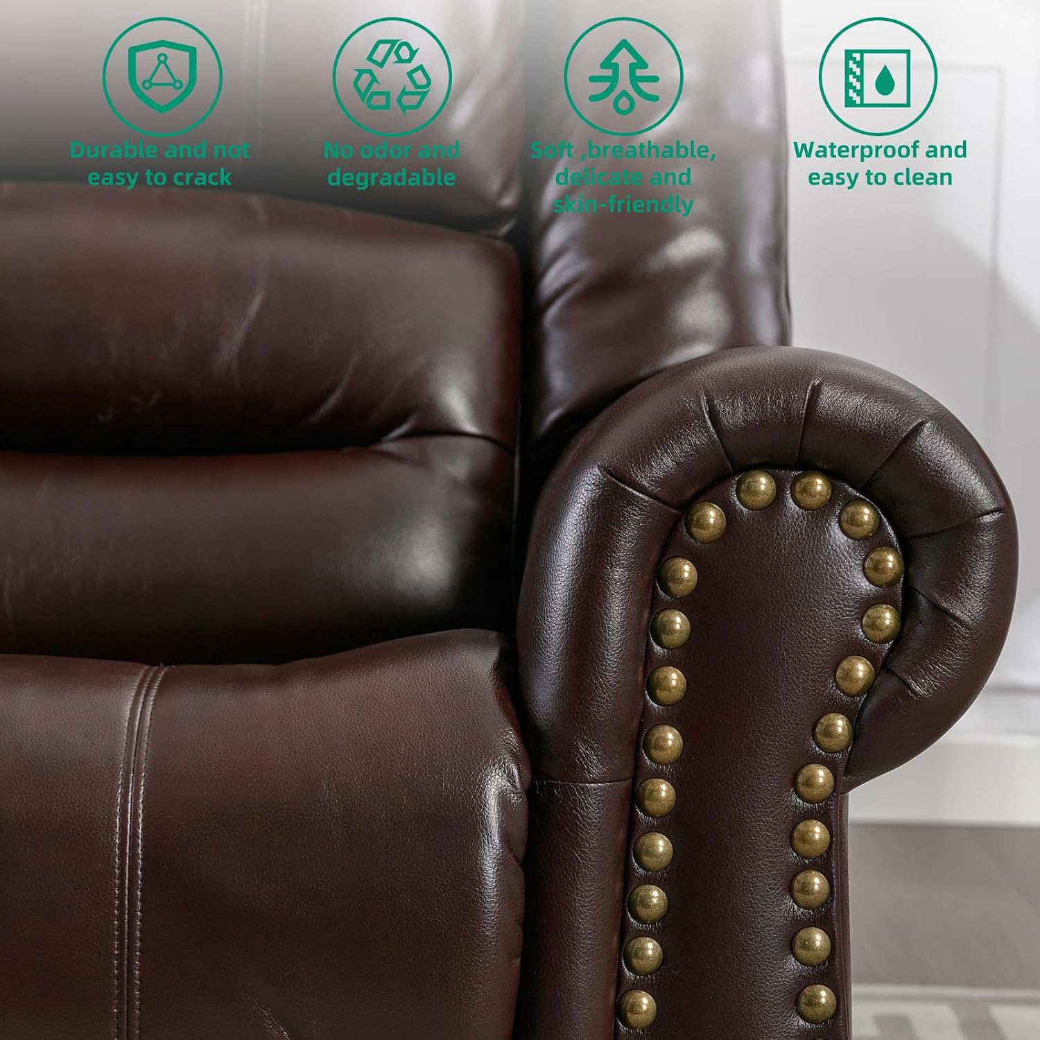 VIVIJASON Massage Swivel Rocker Recliner Chair with Heat & Vibration, 360° Swivel Manual Glider Rocking Reclining Chair with Remote Control, Side Pockets & USB Ports for Living Room, Brown