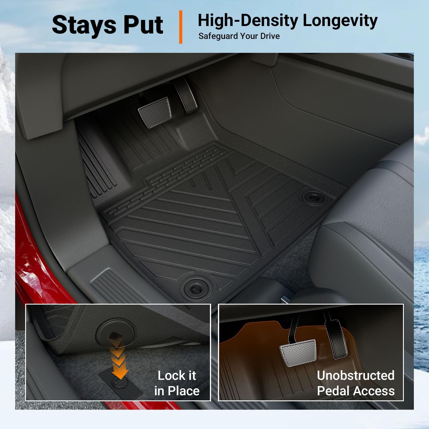 powoq Floor Mat Compatible with 2023-2026 Honda Pilot Cargo Mat Floor Liner Cargo Trunk Liner TPE Replacement for 2023-2026 Honda Pilot Accessories (Trunk Mat with Backrest Mat+Floor Mats)