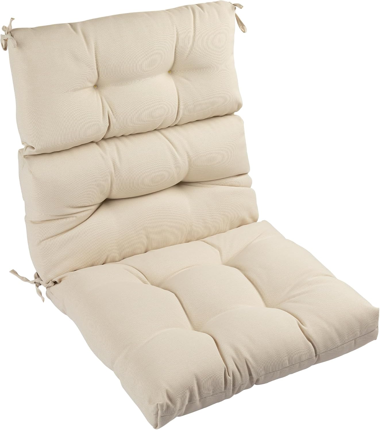 Magpie Fabrics Indoor Outdoor Tufted High Back Chair Cushion Set of 2, Waterproof All-Weather Deep Seating Rocking Chair Patio Chaise Lounge Sun Lounger Chair Cushions(Recycled Cream White)