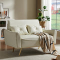 Brelice 48' Faux Leather Loveseat Sofa, Modern Small Couch for Small Space with 2 Pillows, 2 Seater Couch for Living Room, Bedroom, Office, Apartment (Beige)