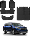 Rongtaod Floor Mats Compatible with 2016-2022 Honda Pilot 8 Seats Trunk Mat Cargo Mat Cargo Liner Back Seat Cover Protector (No Elite Model) Pilot Accessories (Trunk Mat with Backrest Mat+Floor Mats)