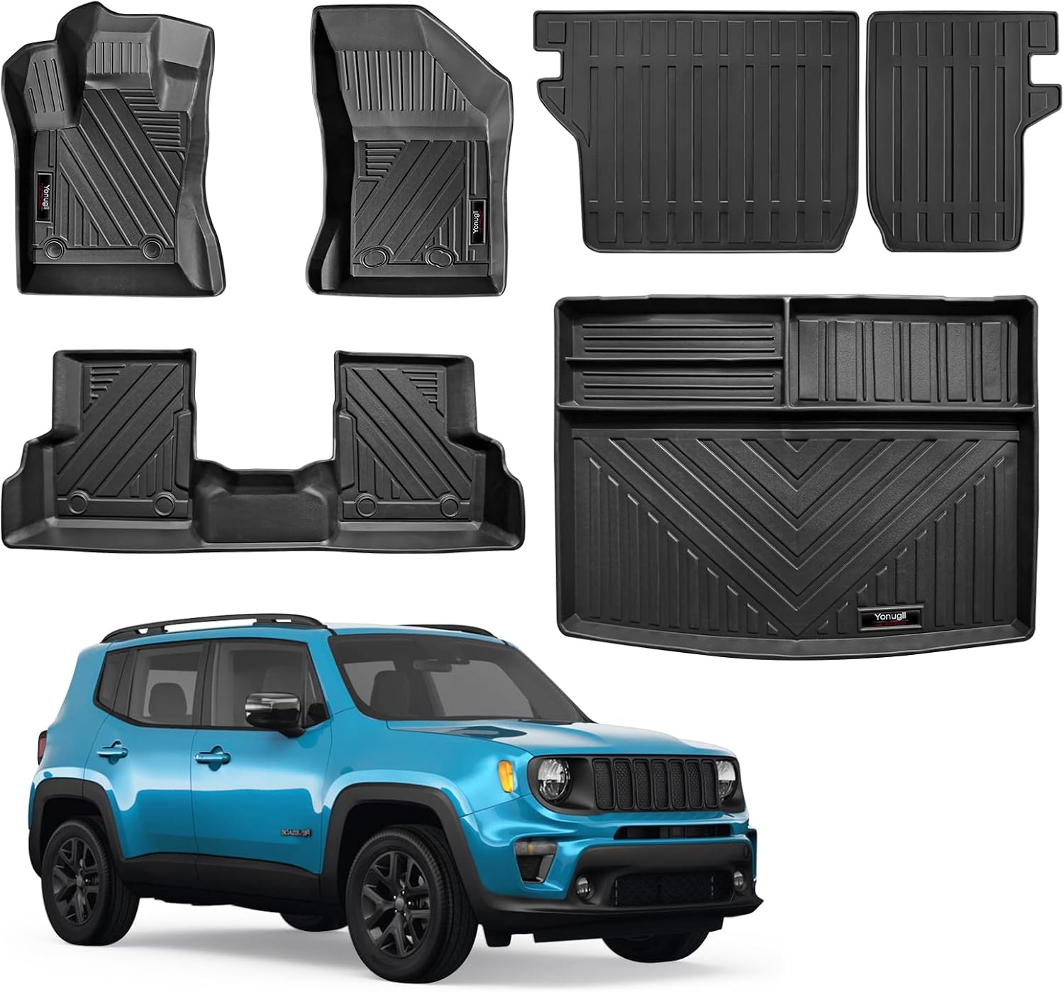 for 2015-2025 2026 Jeep Renegade Floor Mats Cargo Liners Trunk Backrest Mat Full Set All Weather TPE Protection Mat Fit Jeep Renegade Accessories