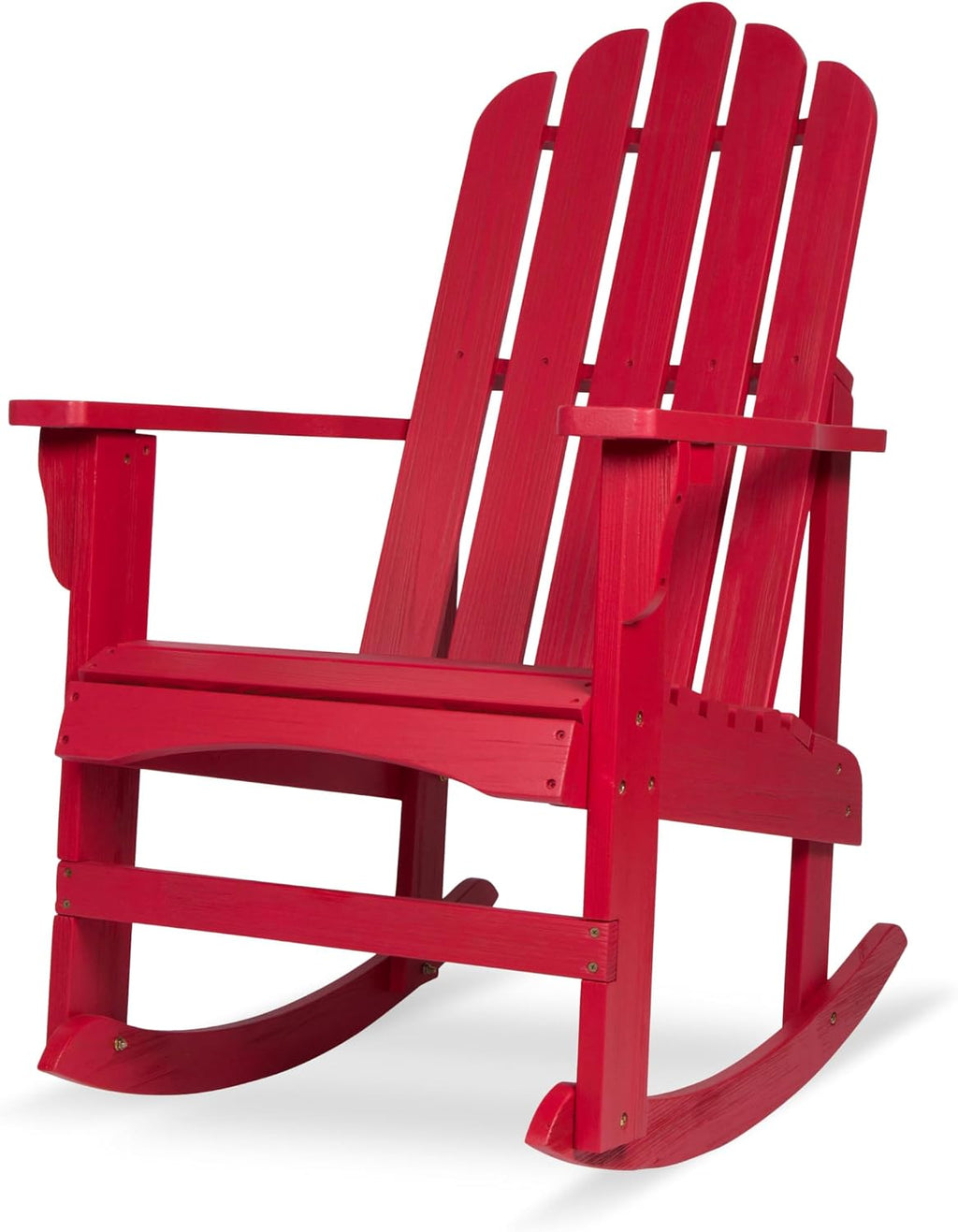 Shine Company Marina Adirondack Porch Rocker, Indoor Outdoor Wood Rocking Chair, Chili Red