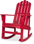 Shine Company Marina Adirondack Porch Rocker, Indoor Outdoor Wood Rocking Chair, Chili Red