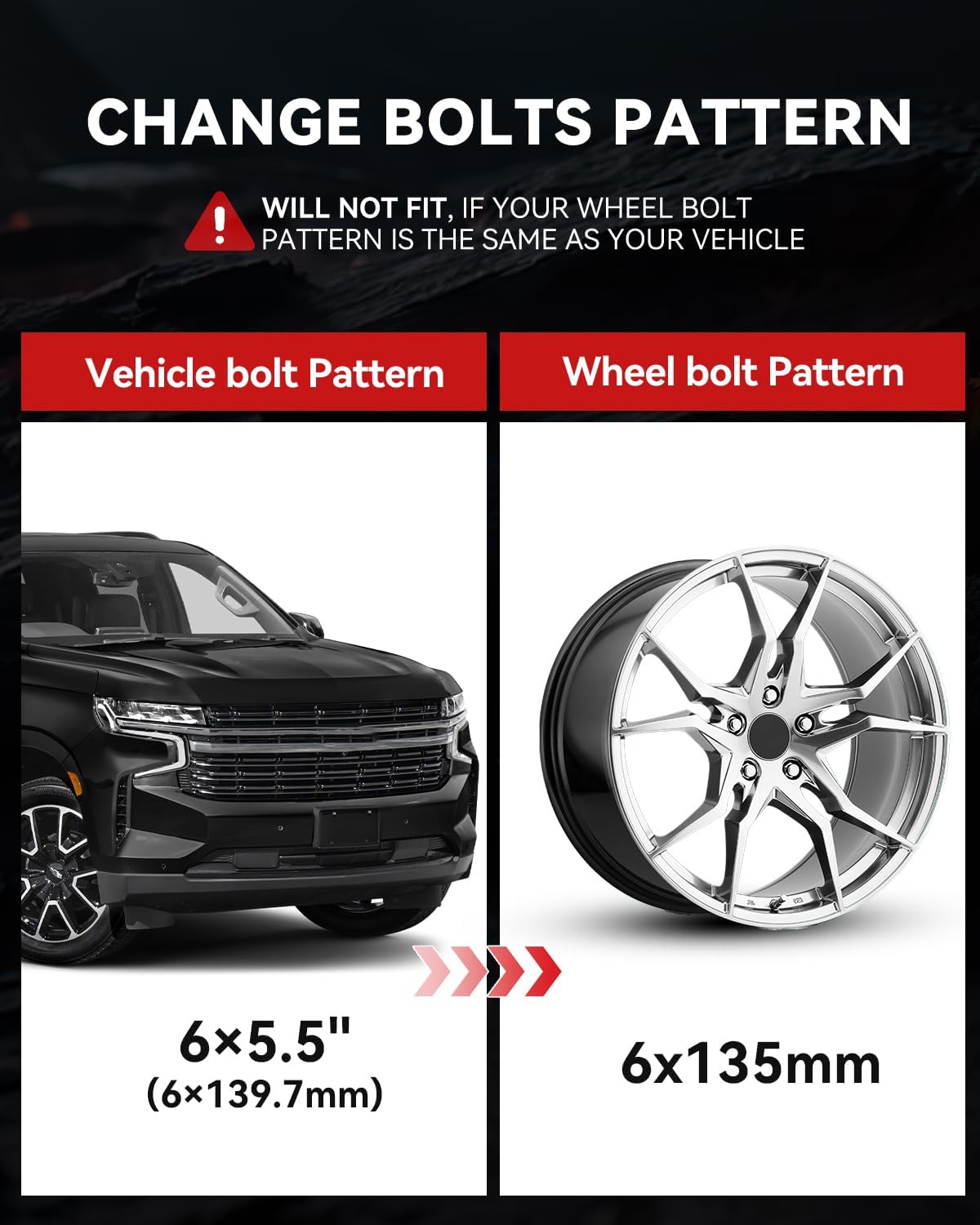 YIZBAP 4PCS 6x5.5 to 6x135 Wheel Adapters for F150 Wheels on Silverado 1500 Vehicle, 1.5 inch 6x139.7mm to 6x135mm Wheel Adapter 87.1mm Hub Centric and 78.1mm Hub Bore with M14x1.5 Studs