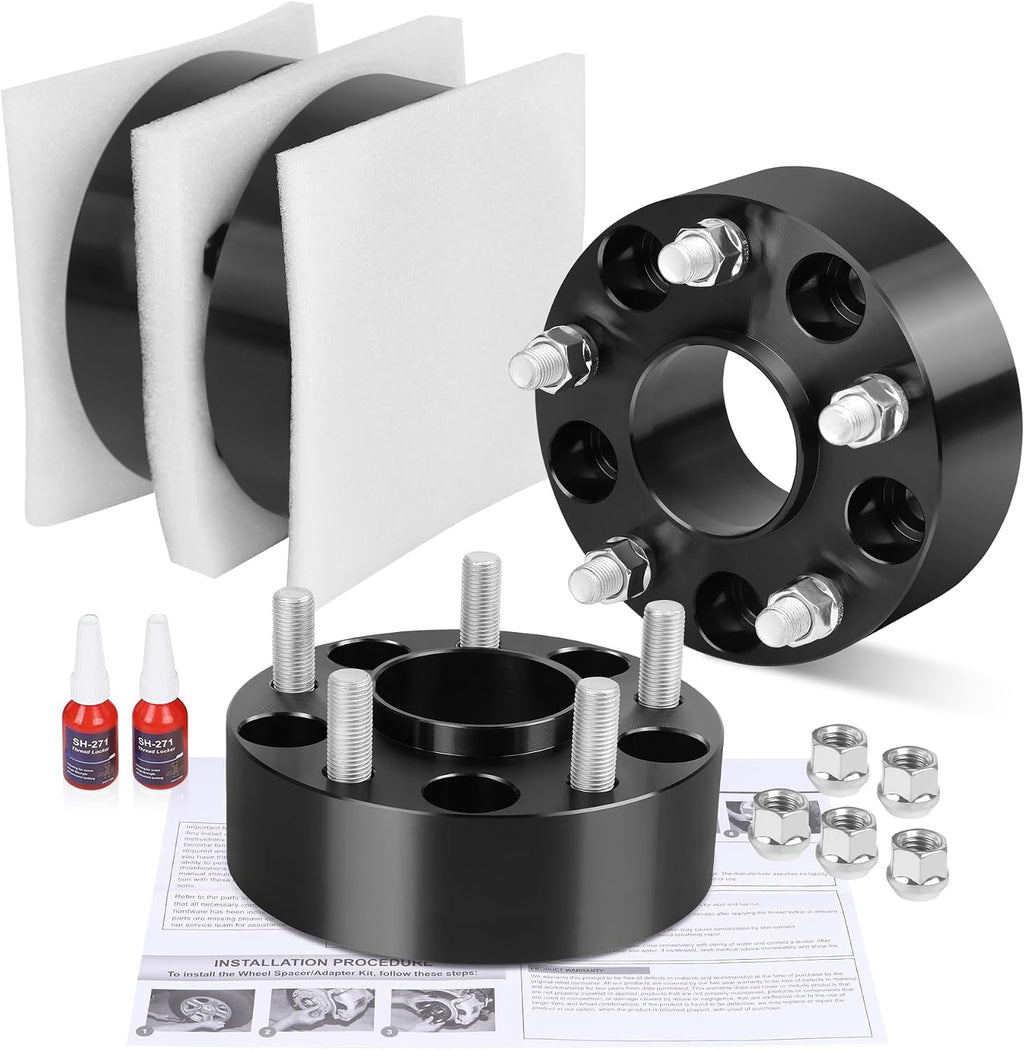 FLYCLE 2 inch 5x5 Hubcentric Wheel Spacers for 2018-2025 Wrangler JL/JLU, 2019-2025 Gladiator JT, 5x127mm Forged Wheel Spacer with 14x1.5 Studs & 71.5mm for 2011-2025 Grand Cherokee WK2 Durango