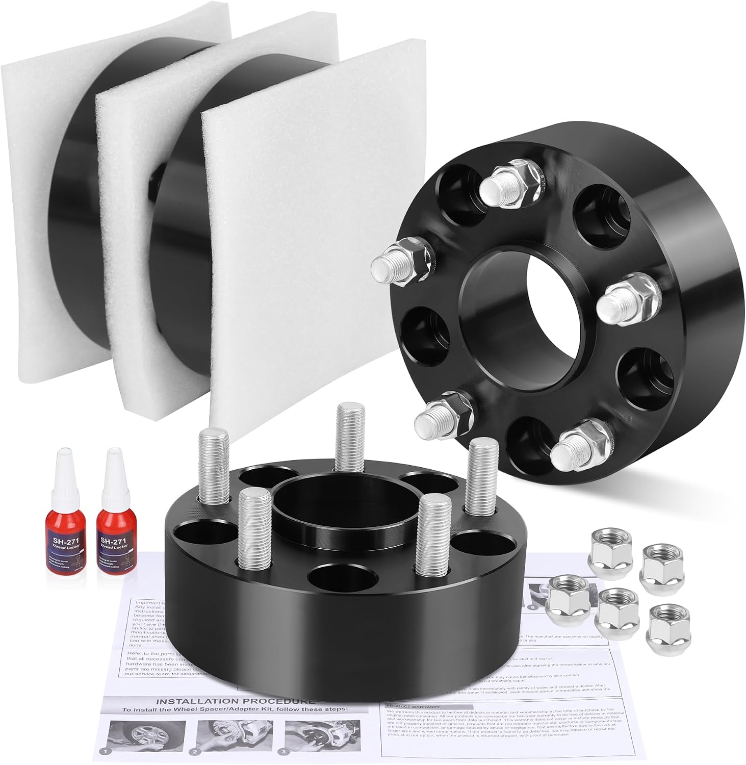 FLYCLE 2 inch 5x5 Hubcentric Wheel Spacers for 2018-2025 Wrangler JL/JLU, 2019-2025 Gladiator JT, 5x127mm Forged Wheel Spacer with 14x1.5 Studs & 71.5mm for 2011-2025 Grand Cherokee WK2 Durango