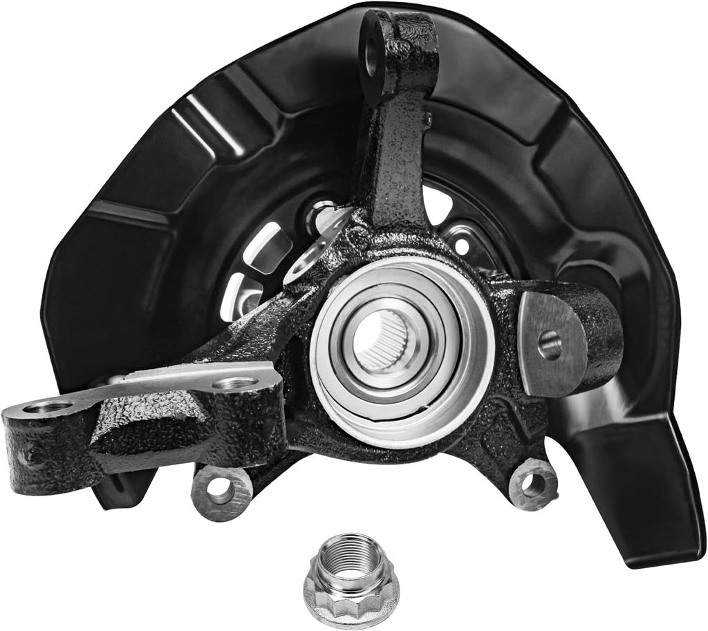 Detroit Axle - FWD Front Right Steering Knuckle for 04-07 Toyota Highlander 3.3L, Passenger Side Steering Knuckle & Wheel Bearing Hub Assembly 2004 2005 2006 2007 Replacement