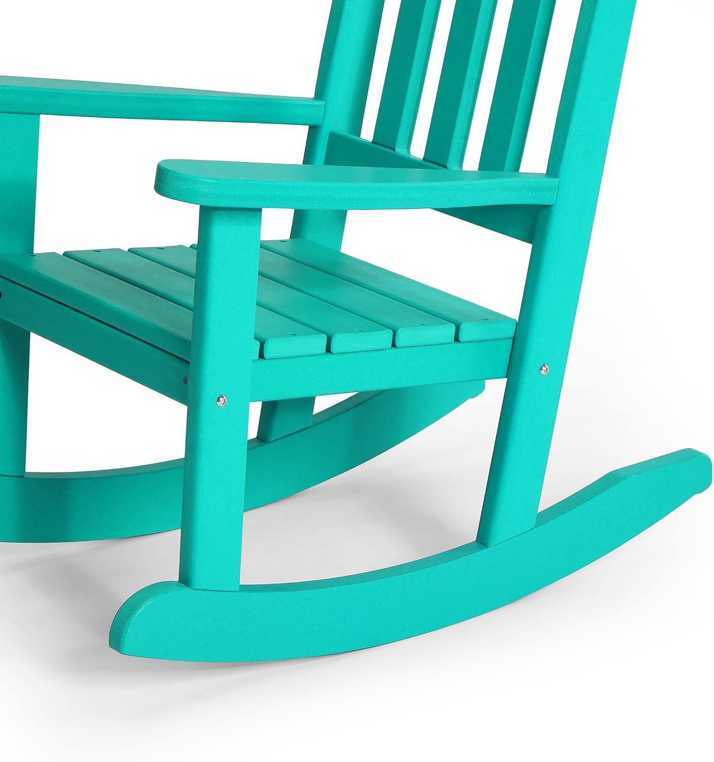 WestinTrends Malibu 3-Piece Kids Outdoor Rocking Chairs Set with Kids Square Side Table, Turquoise