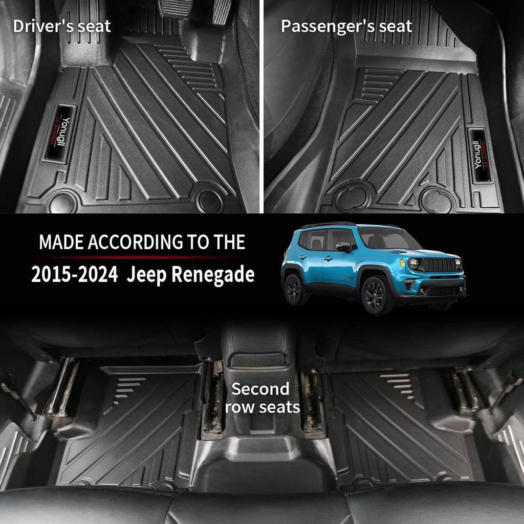 for 2015-2025 2026 Jeep Renegade Floor Mats Cargo Liners Trunk Backrest Mat Full Set All Weather TPE Protection Mat Fit Jeep Renegade Accessories
