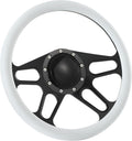 14'' Billet Half Wrap 9 Bolts Steering Wheel with 2'' Dish and Horn Button(White)