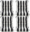 Hoteam 4 Pcs High Back Chair Cushions Set - 44'' x 21'' Indoor Outdoor Waterproof Soft Thicken Stripes Replaceable Cushion for Garden Summer Rocking Chair, Patio Furniture (Black Stripes)