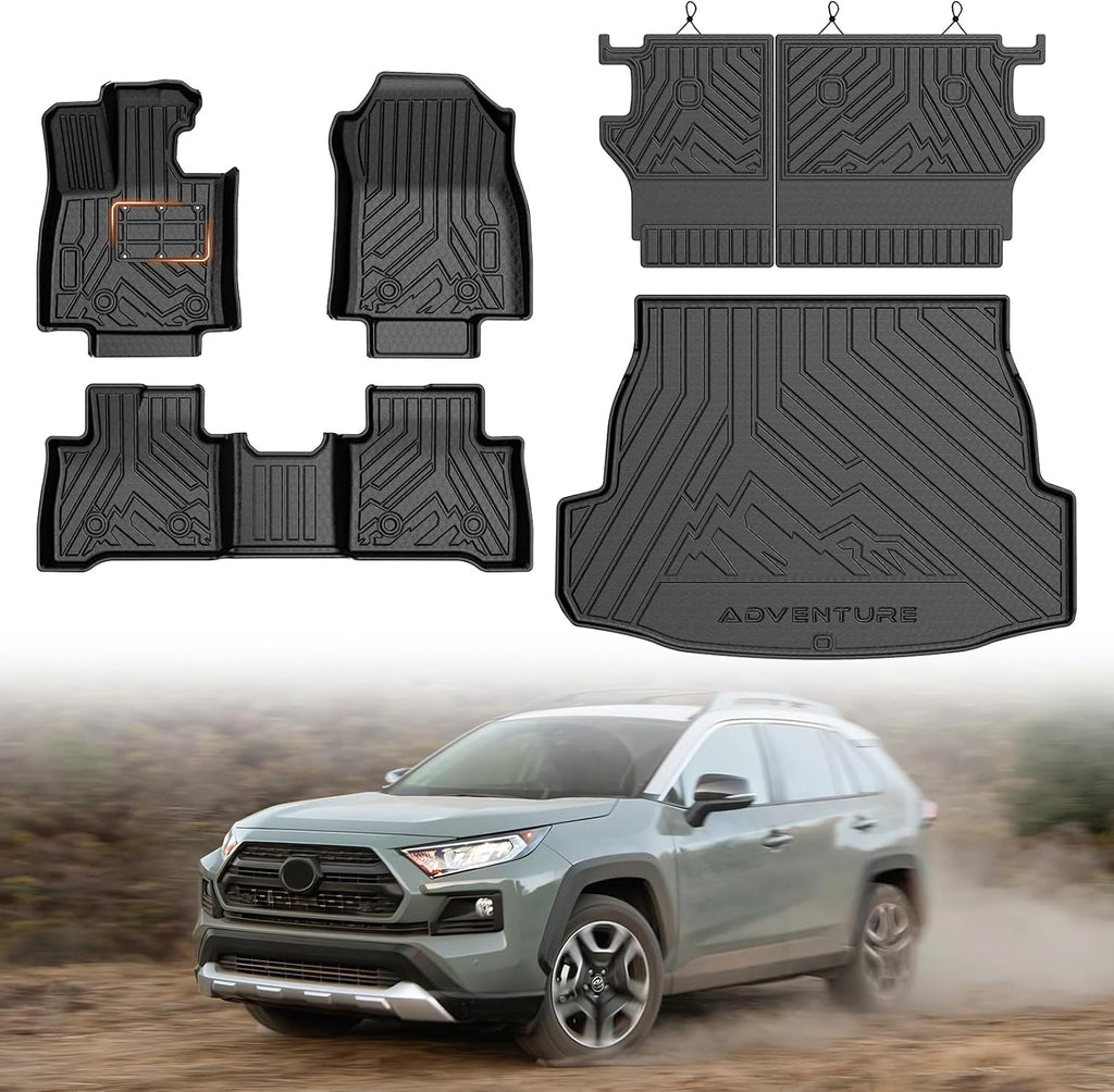 Mixsuper Floor Mat & Cargo Liner for Toyota RAV4 Hybrid 2026 (Not for Limited with Subwoofer),All Weather TPE Rubber Floor Liners Protection for RAV4 Accessories,Full Set Anti-Slip Car Mats,Black