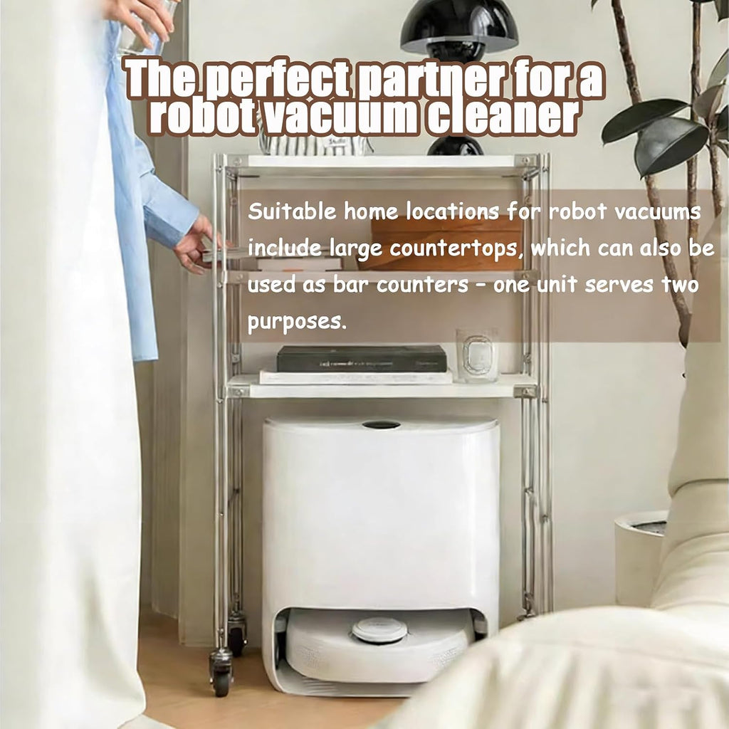 Self Emptying Robot Vacuum Cleaner Storage Cabinet with Doors Magnetic, Automated Robotic Concealment Unit Integrated Console Side Table for Living Room, Office, Home, and Kitchen wood 25*16.14*36.6