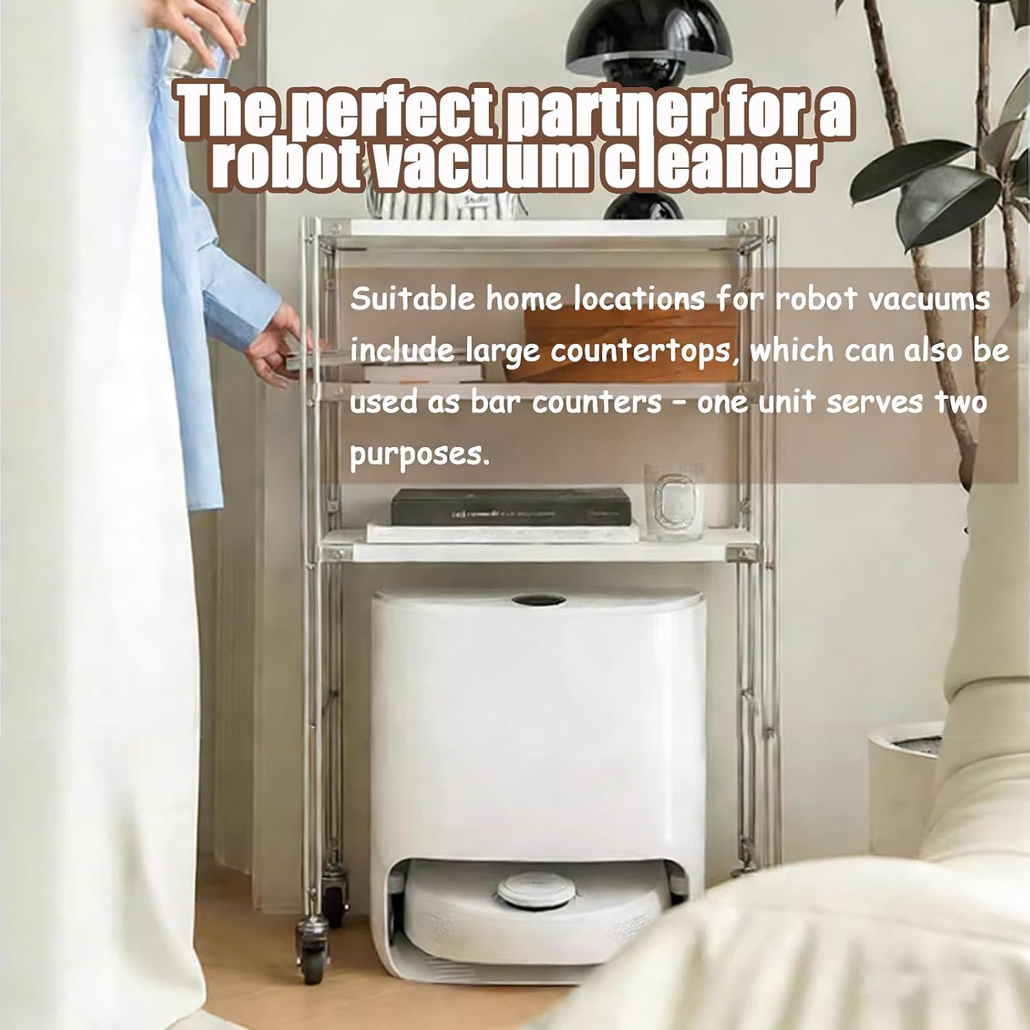 Self Emptying Robot Vacuum Cleaner Storage Cabinet with Doors Magnetic, Automated Robotic Concealment Unit Integrated Console Side Table for Living Room, Office, Home, and Kitchen wood 25*16.14*36.6