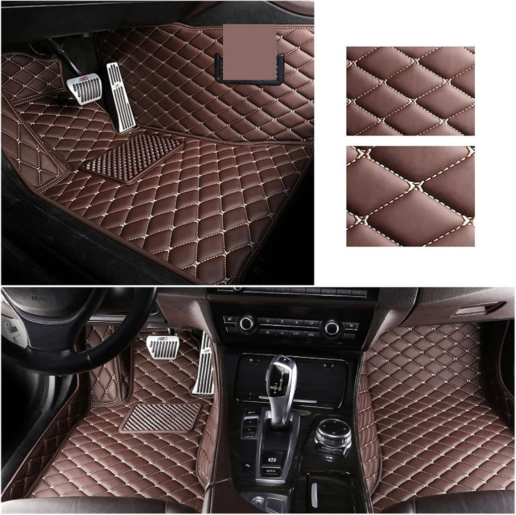 Floor Carpet Mats Compatible with M/W X3 G01 18-21 Foot Mat Acoustic Fabric Upholstery Floor Mats Cargo Liner Interior Accessories Automobiles Parts(Brown -Golden line)