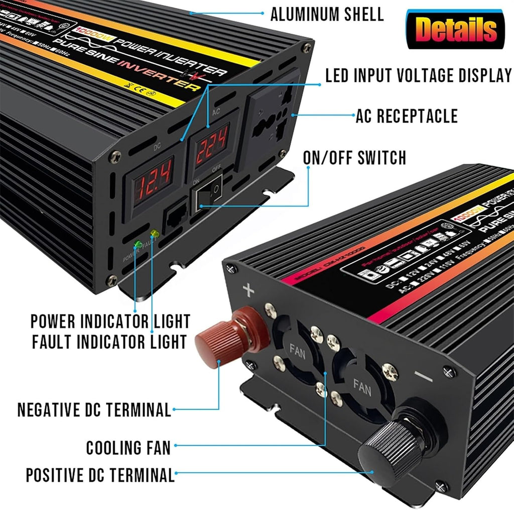 10000W Complete Solar Inverter Kit Rv Solar Panel Kit Includes 50A Controller And100W Solar Panel Suitable for Home and Outdoor Power Generation(12V-110V)