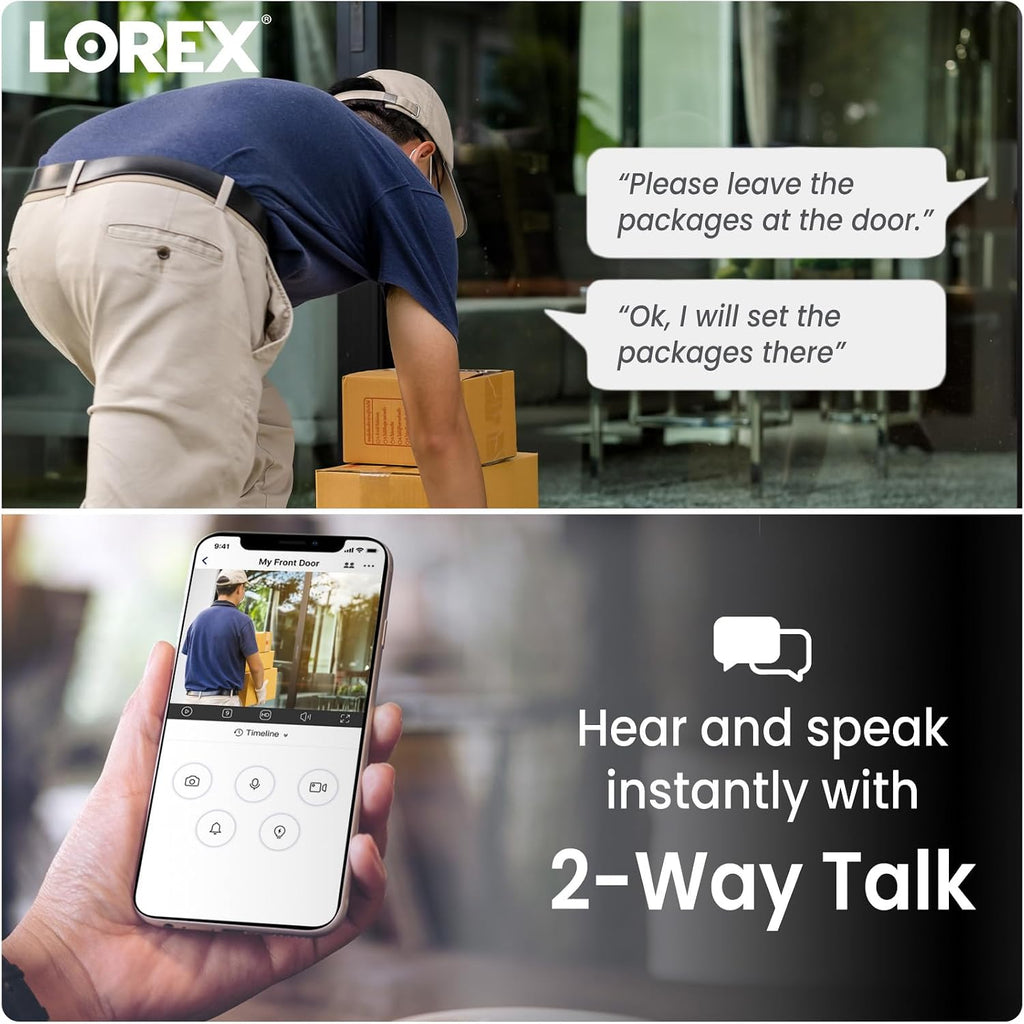 Lorex 4K 8MP IP Wired Metal Dome Outdoor/Indoor Security Camera - Smart Security Lighting, Smart Motion Detection, Deterrence Siren, Color Night Vision Booster, 2-Way Talk, IP67 Weatherproof (Black)