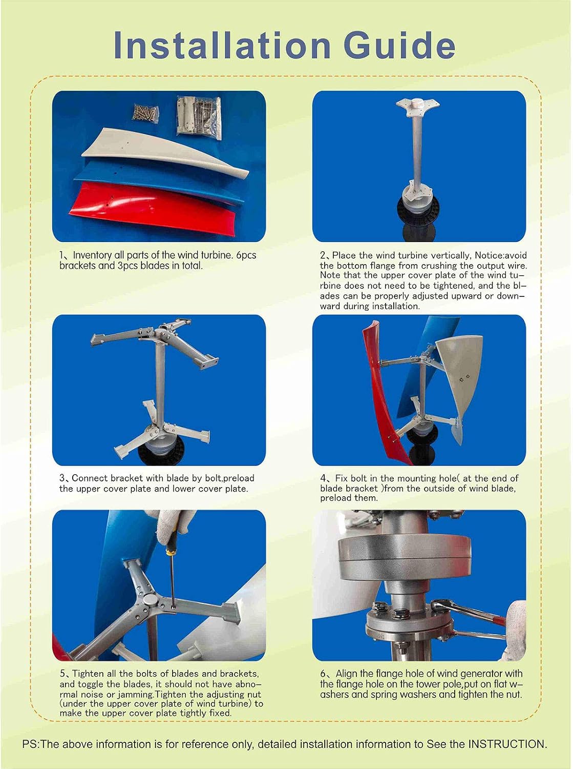Helix Maglev Vertical Axis Wind Power Turbine Generator - 450W 24V DC, Charge Controller, 3 Blades, Home Windmill Kit for Hybrid Wind Solar System