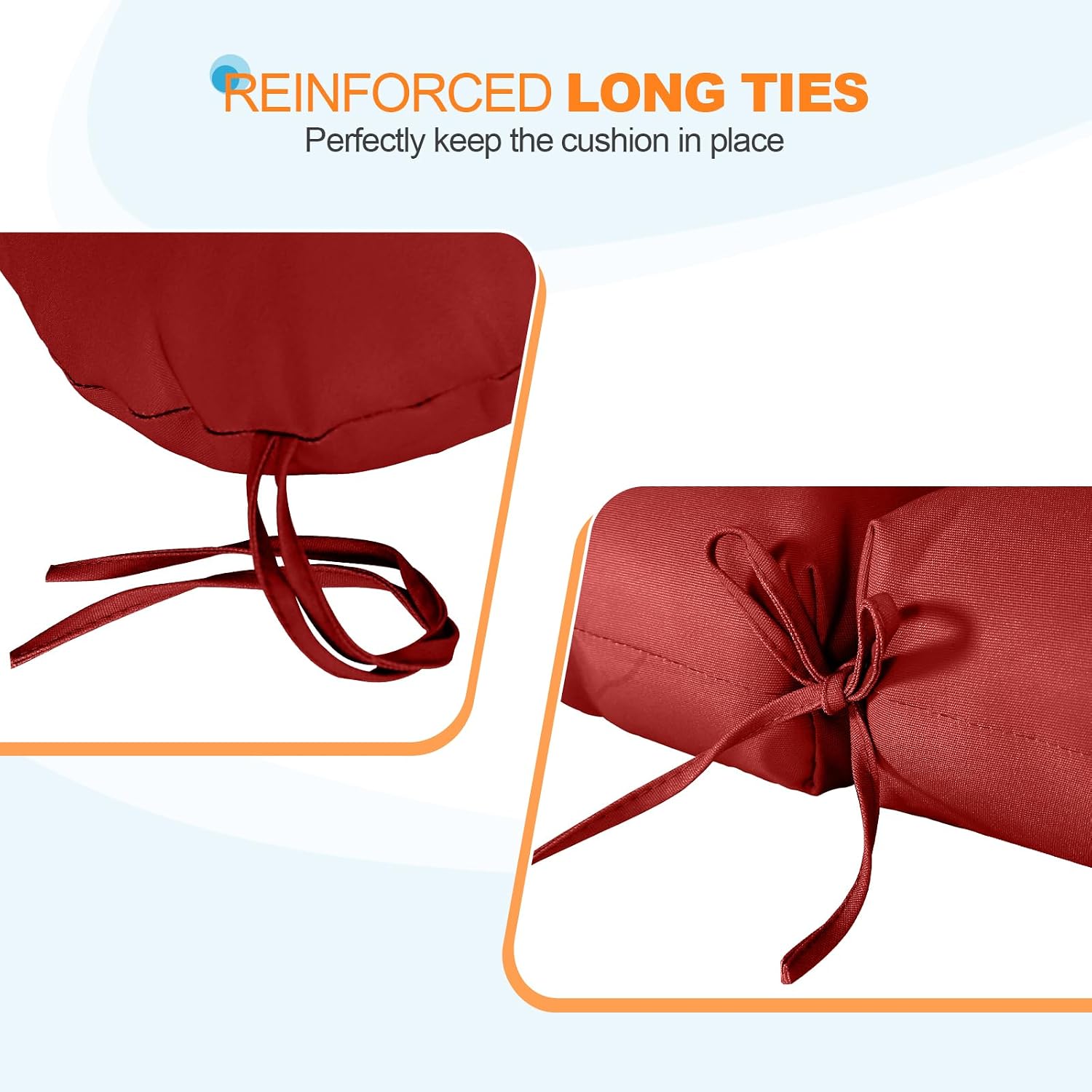 EAGLE PEAK Tufted Outdoor/Indoor Seat/Back Chair Cushions, 4 Pack, 42'' x 21'', Red