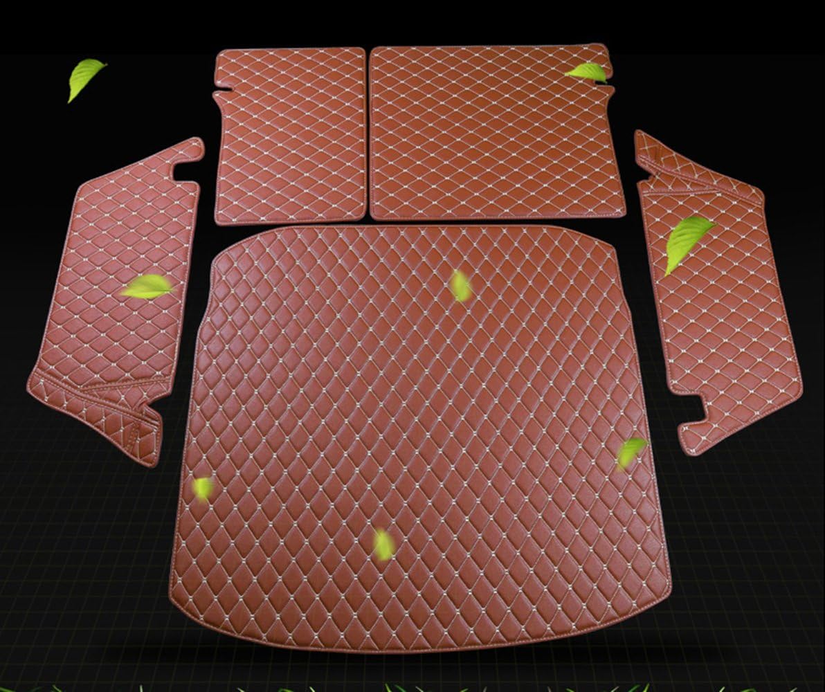 Luxury Leather Trunk Cargo Liner Personalized Text Customized for Cars, SUV, Sedan, EV, Convertible, Auto Vehicle, Trunk Mat & Back Seat Cover & Trunk Side Panel (Wind Red)