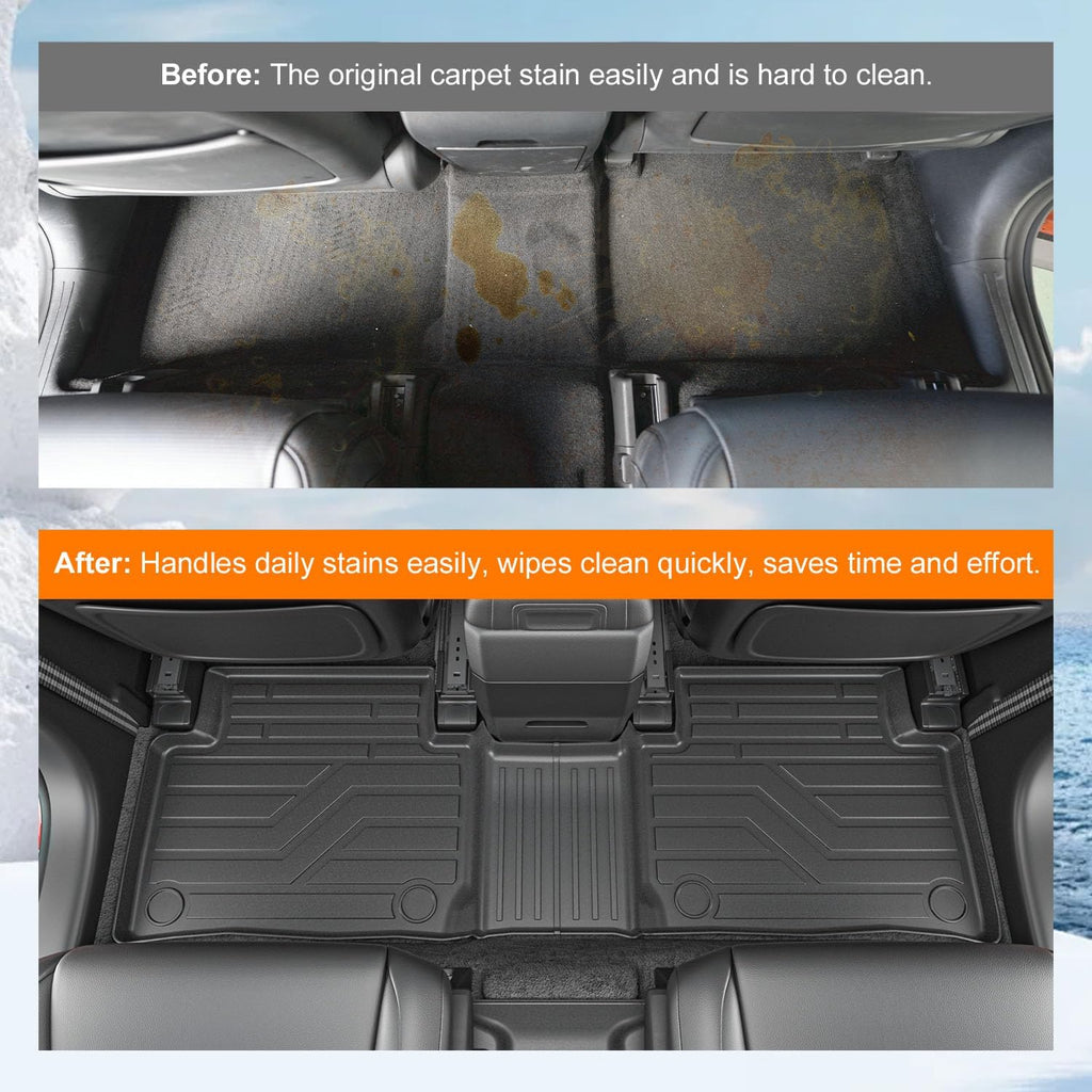 powoq Fuel&Hybrid Floor Mats Compatible with 2024-2026 Santa Fe Cargo Liner Trunk Mat 2nd Row TPE Replacement for 2024 2025 2026 Santa Fe Accessories (2nd Row Backrest Mat+Cargo Mat+Floor Mats)
