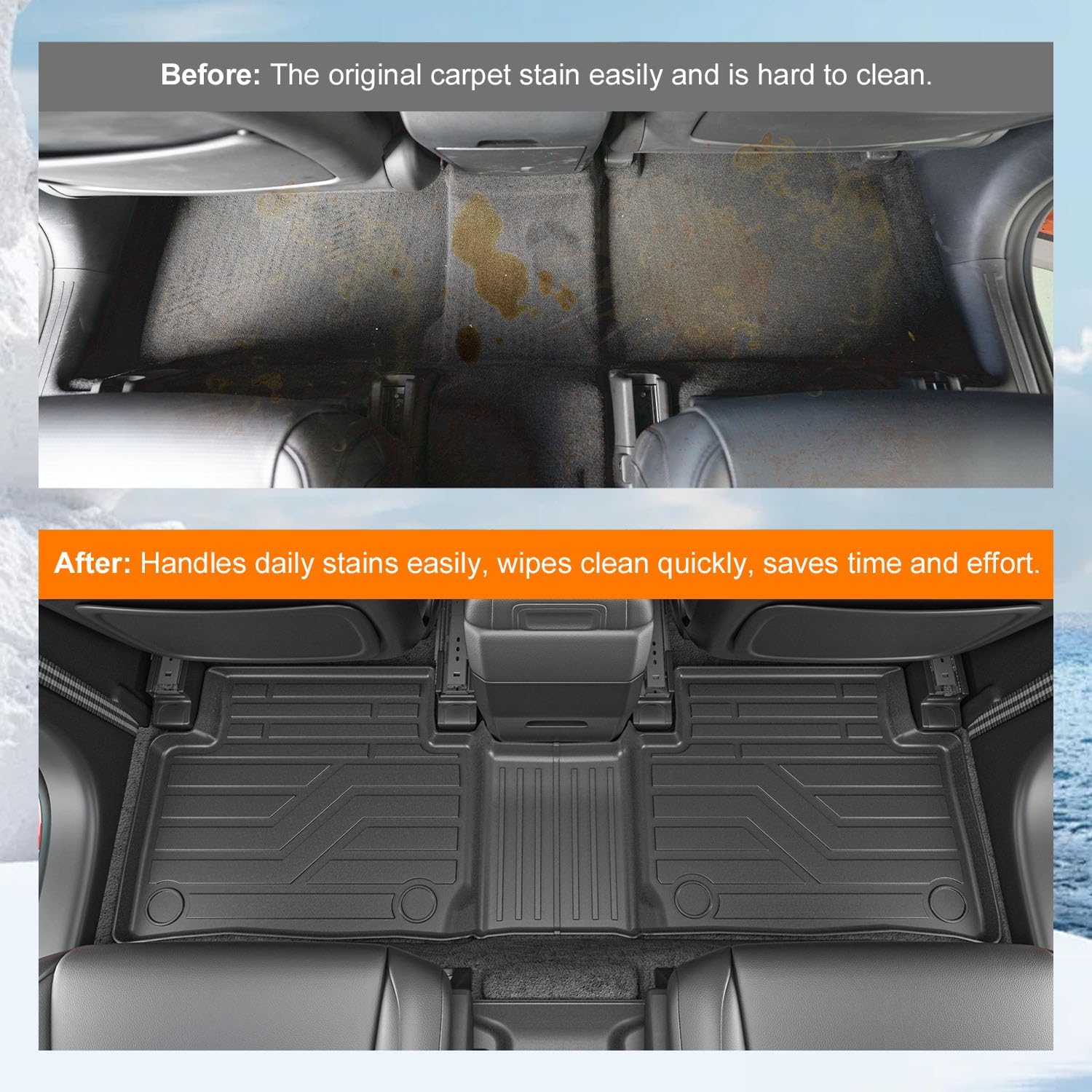 powoq Fuel&Hybrid Floor Mats Compatible with 2024-2026 Santa Fe Cargo Liner Trunk Mat 2nd Row TPE Replacement for 2024 2025 2026 Santa Fe Accessories (2nd Row Backrest Mat+Cargo Mat+Floor Mats)
