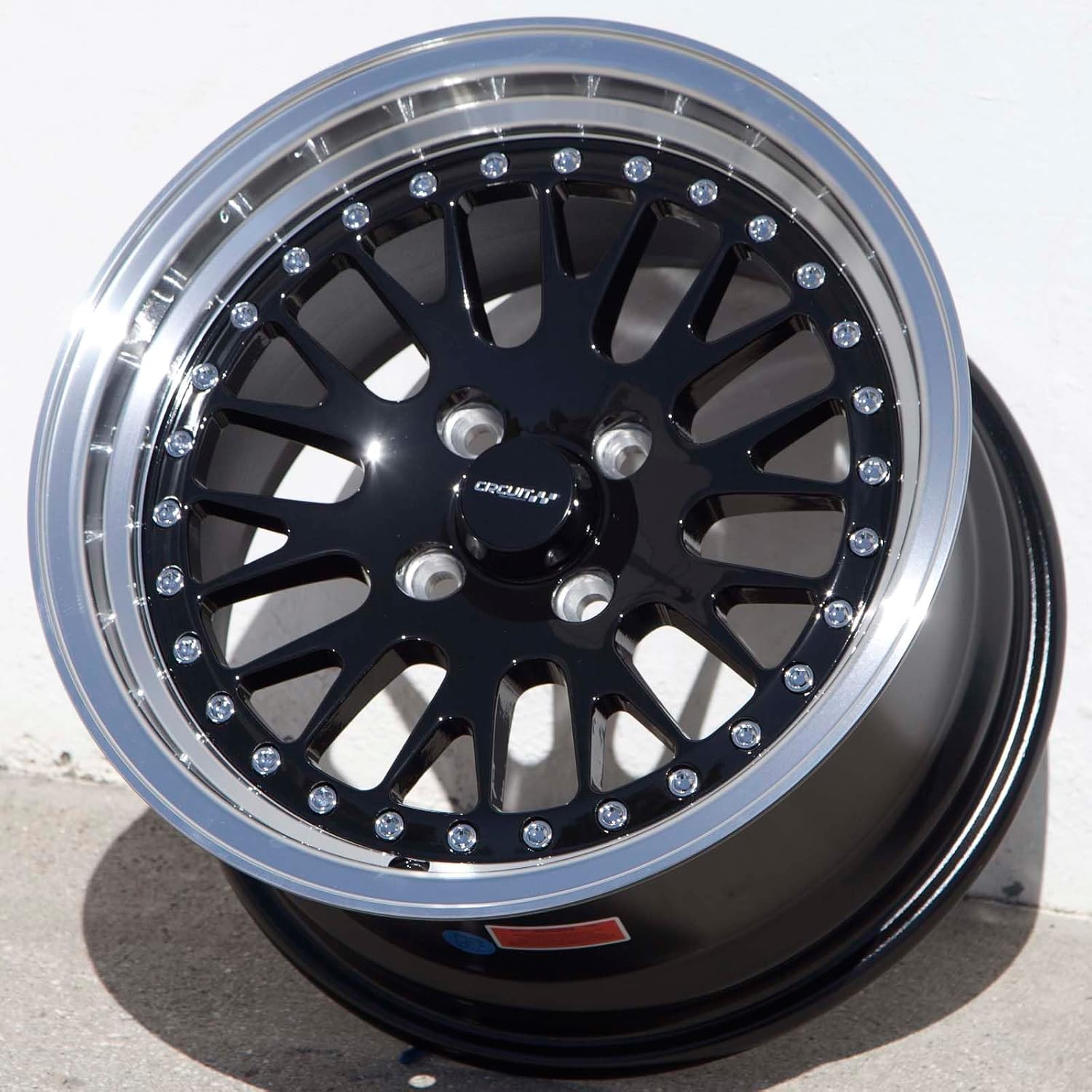 Circuit Performance CP21 15×8 Gloss Black/Machined Lip Wheel 4×100 [+25mm] compatible with Honda Civic EK EG, Acura Integra, BMW E30, Mazda Miata