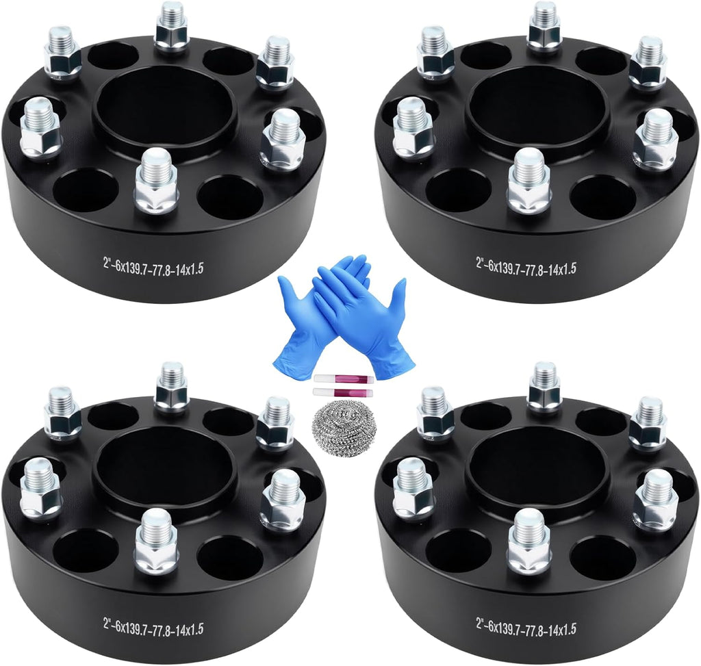 6x5.5 Wheel Spacers 2 inch (6x139.7mm) PCD 77.8mm Hub Bore M14x1.5 Studs Aluminum CNC Wheel Adapters 4pcs Car Wheel Accessories Parts Fit for Ram 1500 2019-2024