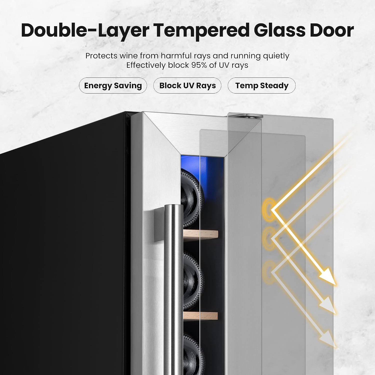 Yeego Wine Fridge Cooler - 7 Bottles Wine Cooler, 40-65°F Wine Refrigerator with Glass Door, Built-in or Freestanding Cooler with Adjustable Shelves Fridge for Home Bar Office