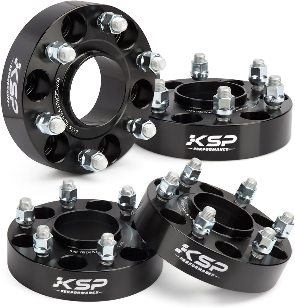 KSP 6X5.5 Wheel Spacers for Silverado Sierra,1.5'(38mm) Real Forged Spacers with 78.1mm Hub Bore M14x1.5 Studs fit for Tahoe Avalanche Express Suburban Sierra Yukon