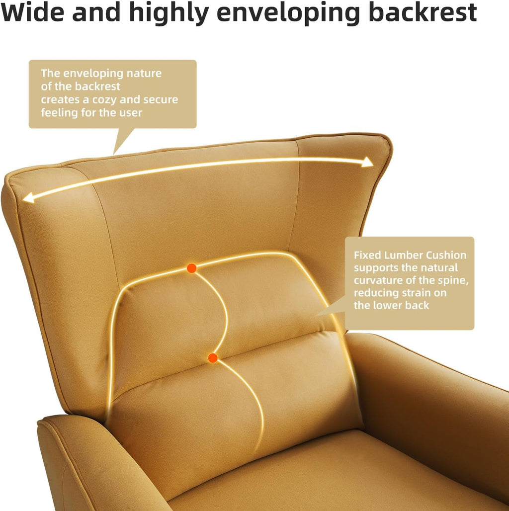 INZOY Power Swivel Rocker Recliner Glider, Oversize Electric Swivel Rocker Recliners with Highly Enveloping Backrest, Nursery Rocking Recliner Chair Leathaire Reclining Sofa for Living Room, Yellow