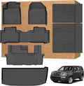 Floor Mats for Honda Pilot 2009-2015 (Fit for 2009-2015 Honda Pilot EX/EX-L/LX/SE/Touring), TPE Waterproof Non-Slip All Weather Protection Custom, Floor Mats & Cargo Liner & Seatback Mat (with Velcro)