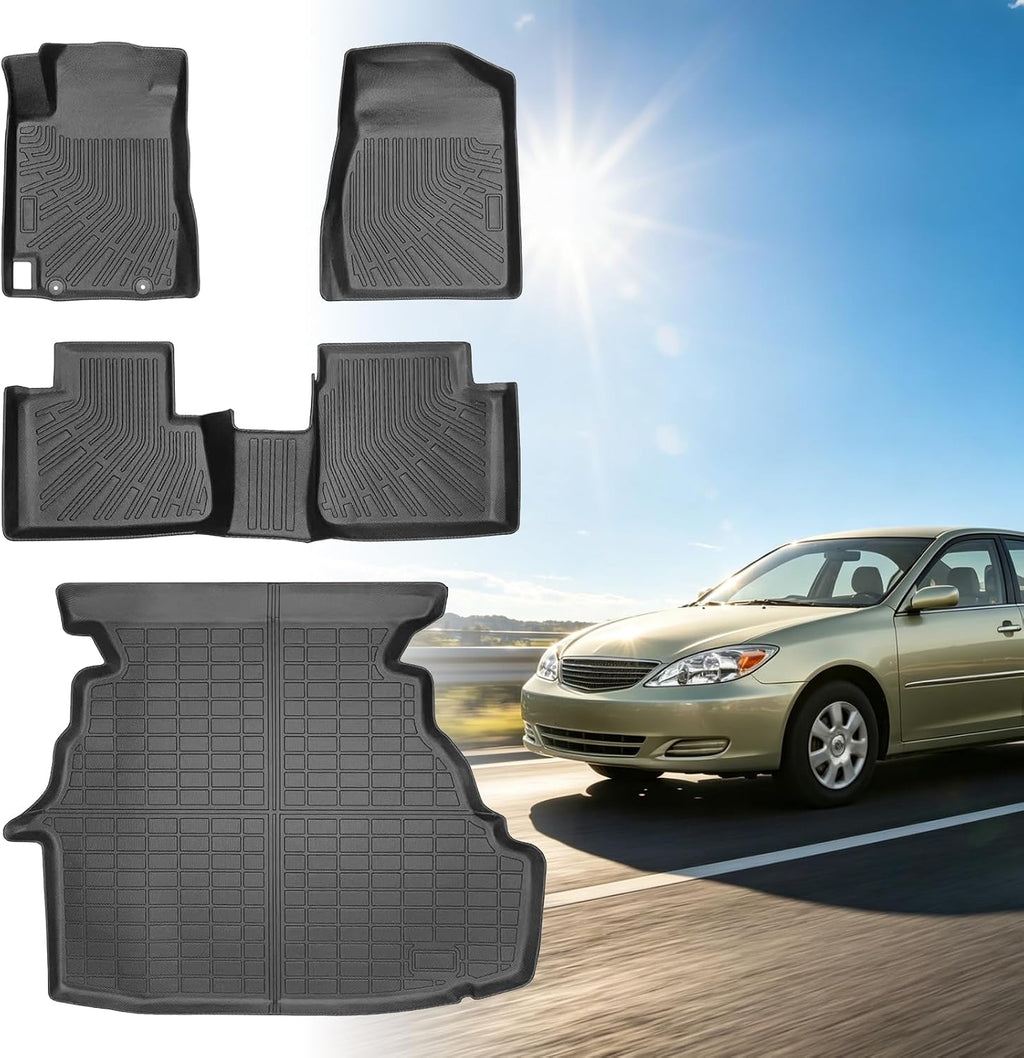Floor Mats for Toyota Camry 2002 2003 2004 2005 2006, Camry Floor Mats ONLY Sedan, TPE Non-Slip Waterproof Summer Winter, Front & Rear Row & Cargo