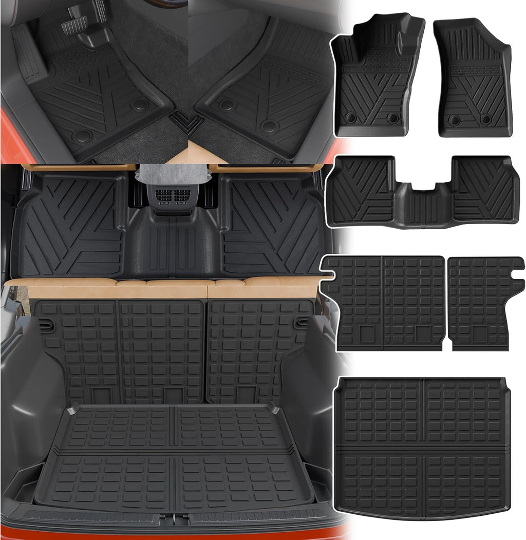 Floor Mats Compatible with 2017-2025 2026 Jeep Compass Trunk Mat Cargo Liner Cargo Mat TPE All Weather Back Seat Cover Protector 2024 Compass Accessories (Trunk Mat+Backrest Mats+Floor Mats)