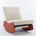 Modern Rocking Recliner Chair with Footrest - Comfortable Padded Lounge Chair for Nursery, Reading & Relaxation, Indoor Soft Rocking Chair for Living Room & Bedroom (Orange)