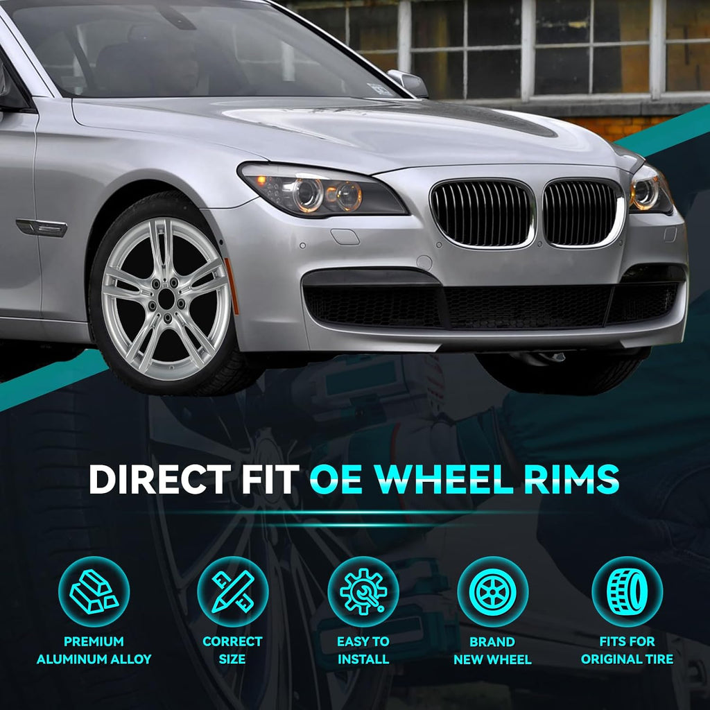 New 18 Inch 18x8.5 Inch Premium Aluminum Alloy Rear Wheel Rim Fits for BMW 3 & 4 Series Activehybrid 2012 2013 2014 2015 2016 2017 2018 2019 2020, 36117845881 Direct Fit OE Stock Specs