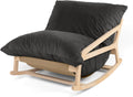 Pillow Saxx Bean Bag Rocking Chair - Elegant Oversized Rocker with Modern Wood Frame, Lush Velvet Black